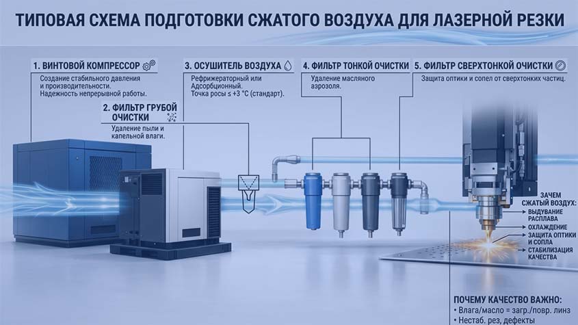 Подготовка воздуха для лазерной резки металла